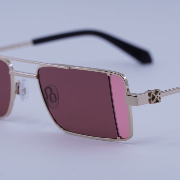 Off-White OERI14A CORTEZ 7628 Sunglasses Gold Rectangle Frame, Burgundy Lenses - Picture 4 of 11